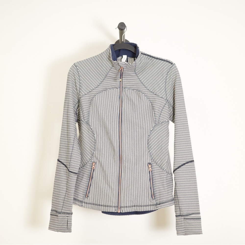 Luluemon Forme Jacket II Pine Stripe Inkwell Mojave Tan/White Jacket Size US 10